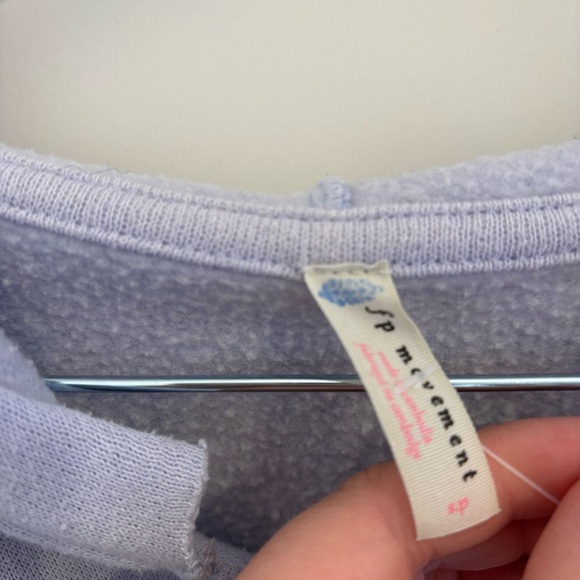 Free People Movement Believe It Hooded Lace Up Pullover Sweatshirt Blue - Picture 3 of 7